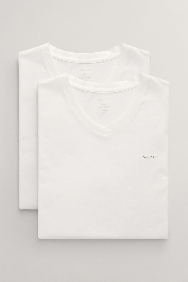 SPODNÁ BIELIZEŇ GANT V-NECK T-SHIRT 2-PACK WHITE