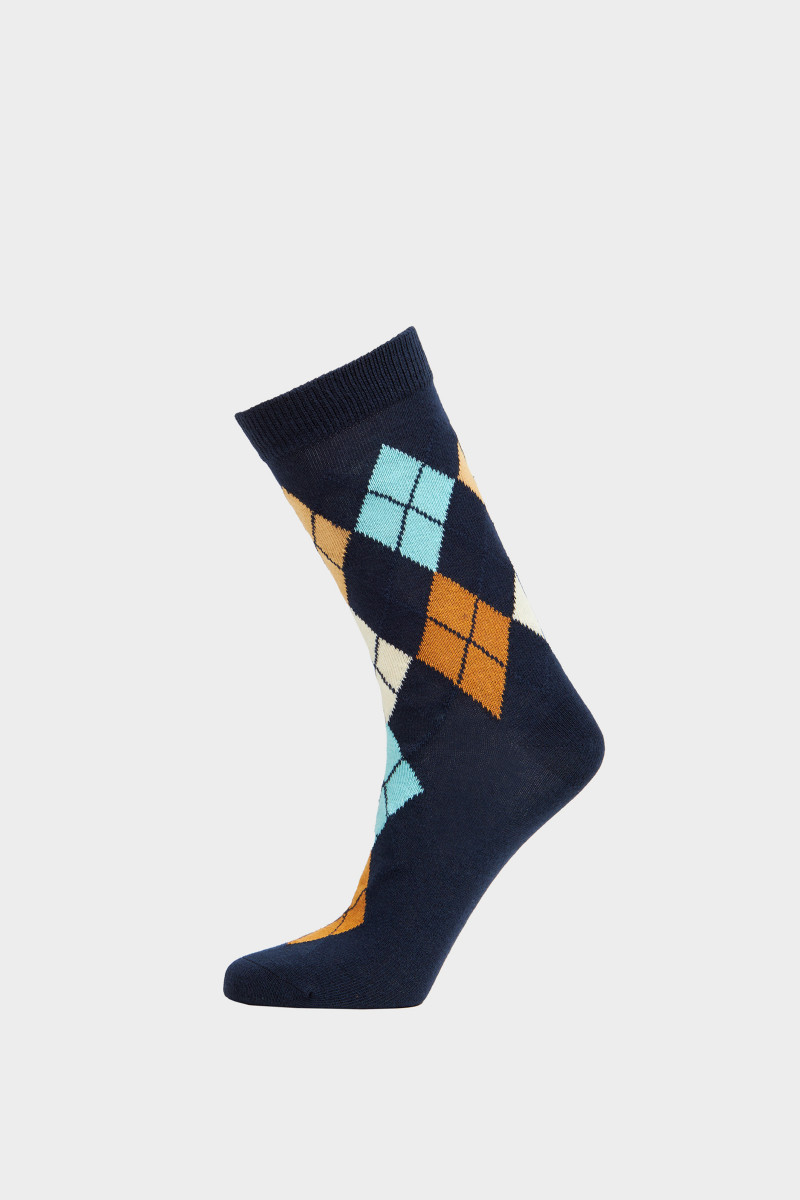Gant Men Blue Argyle Striped Socks