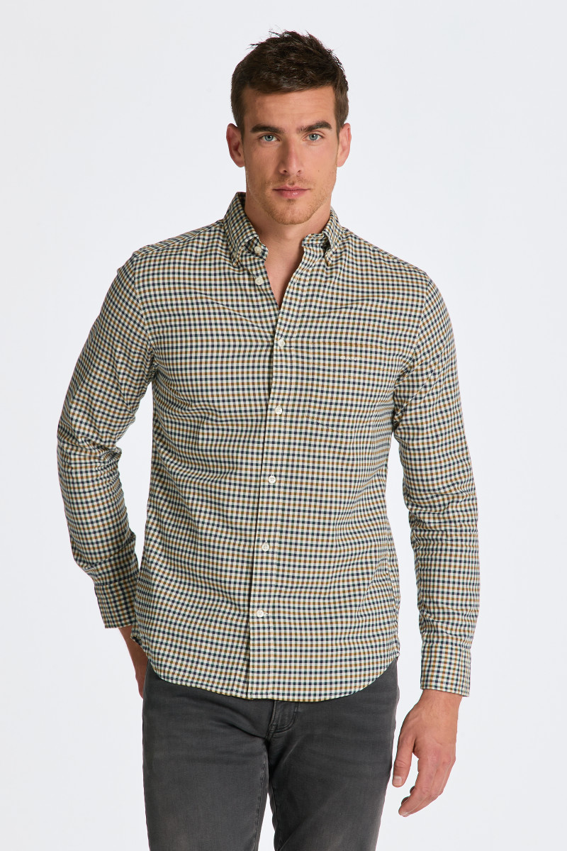 GANT Reg Poplin Check Shirt - Camicia Uomo Button-Down In Cotone, Quadretti, Classica E Versatile