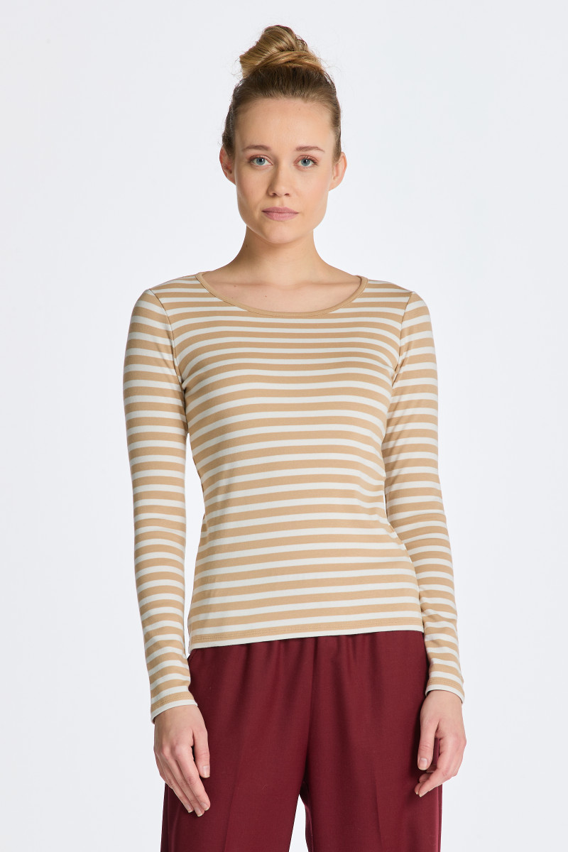 GANT Reg Striped Shield LS T-Shirt Donna - Cotone Righe Scudo