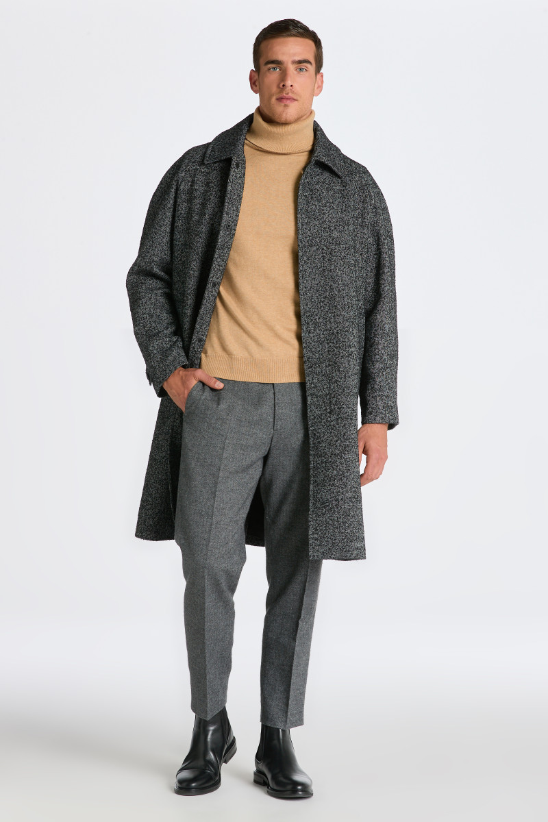 NOHAVICE GANT TAPERED HERRINGBONE PANTS BLACK