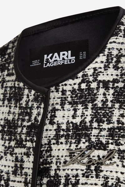 BUNDA KARL LAGERFELD CHECK BOUCLE JACKET - Fotografie č. 7