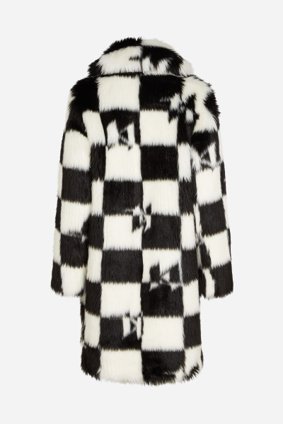 KABÁT KARL LAGERFELD CHECK FAUX FUR COAT - Fotografie č. 6