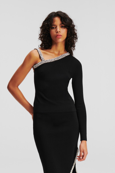 SVETER KARL LAGERFELD SHOULDER DETAIL KNIT TOP - Fotografia č. 2