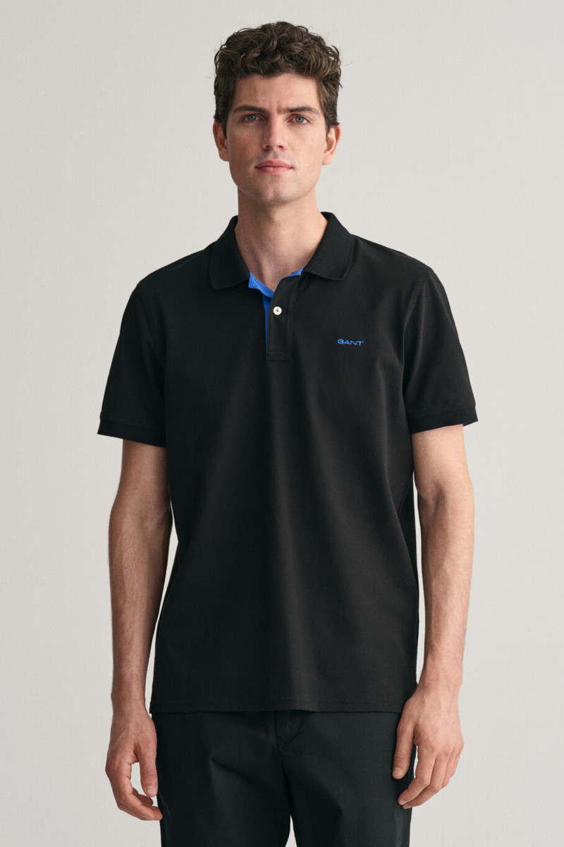 POLOKOŠILE GANT REG CONTRAST PIQUE SS RUGGER BLACK