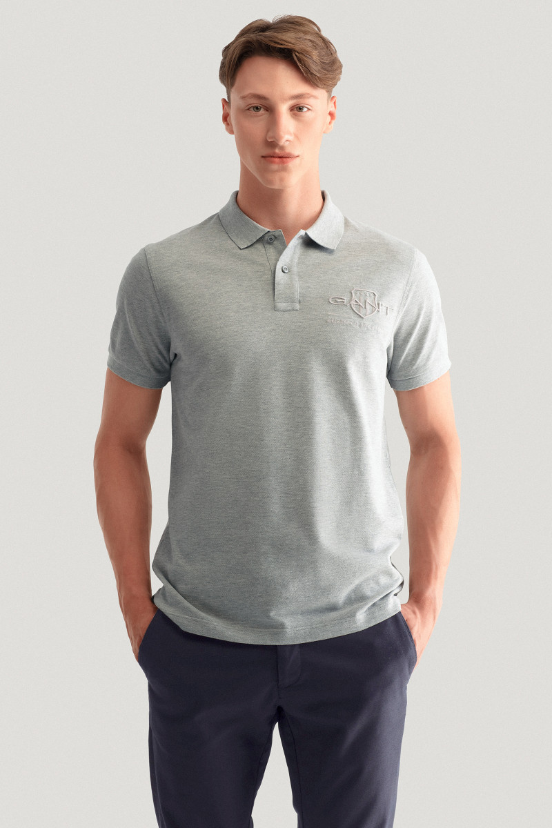 E-shop POLOKOŠILE GANT REG TONAL SHIELD SS RUGGER GREY MELANGE