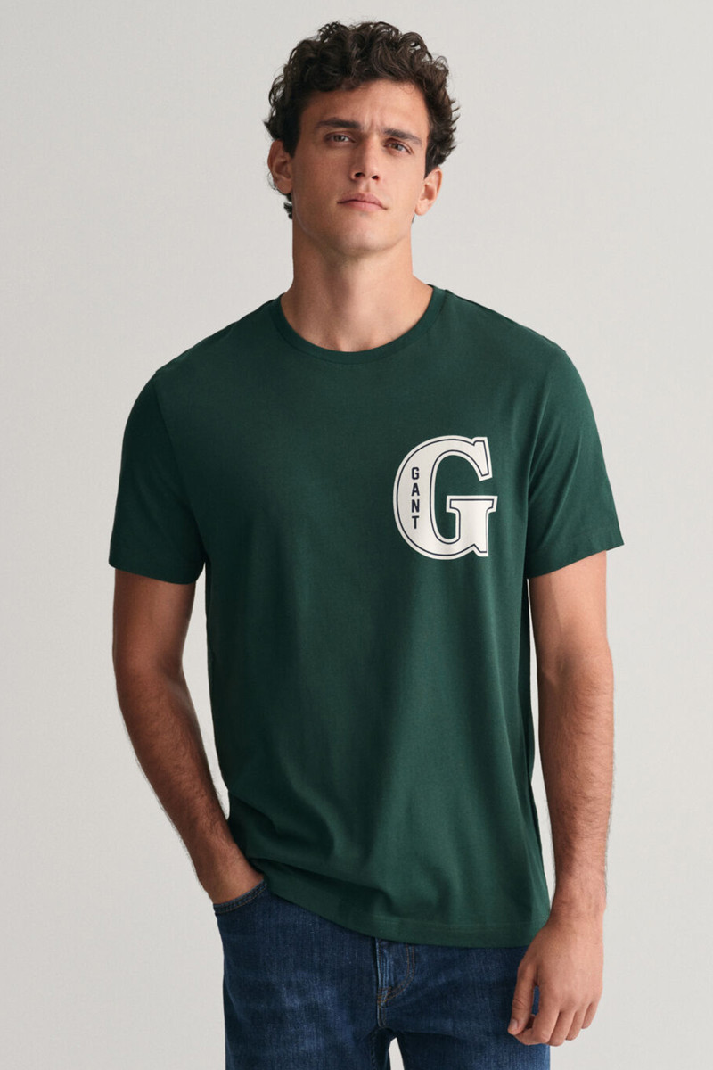 E-shop TRIČKO GANT G GRAPHIC T-SHIRT TARTAN GREEN