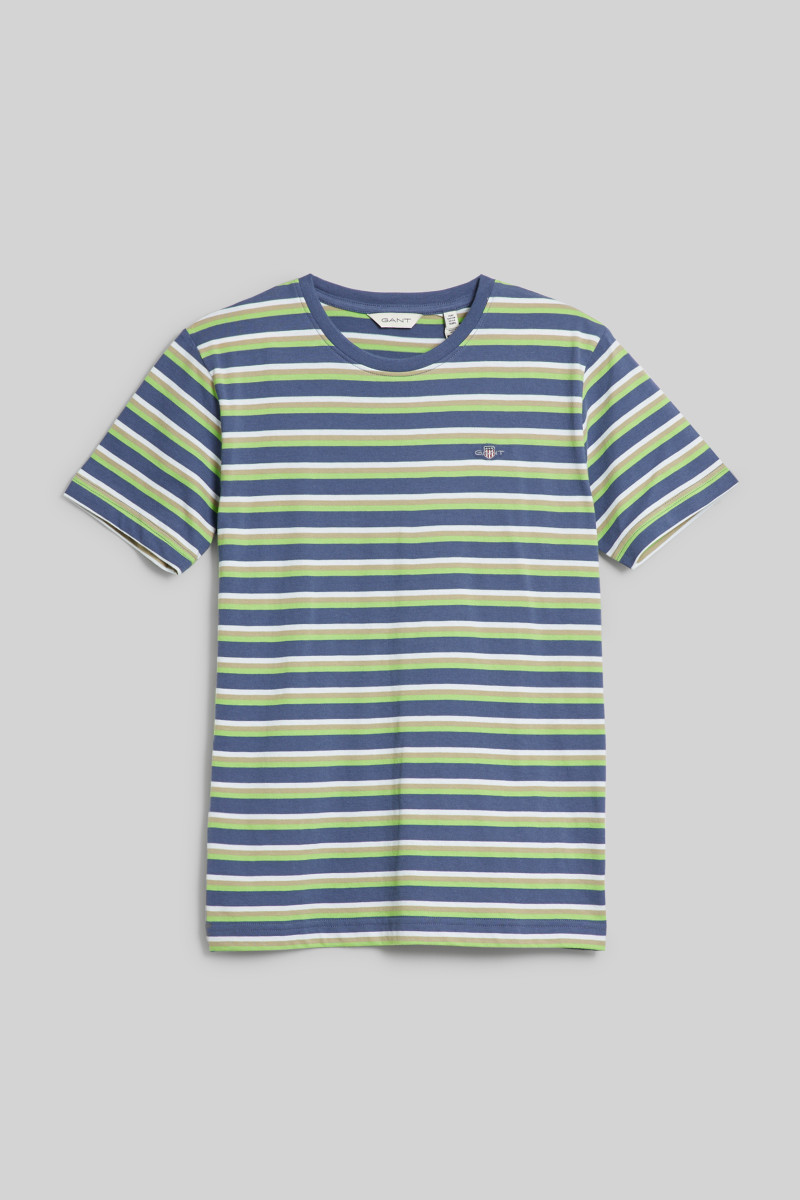 E-shop TRIČKO GANT STRIPED SHIELD T-SHIRT WASHED BLUE