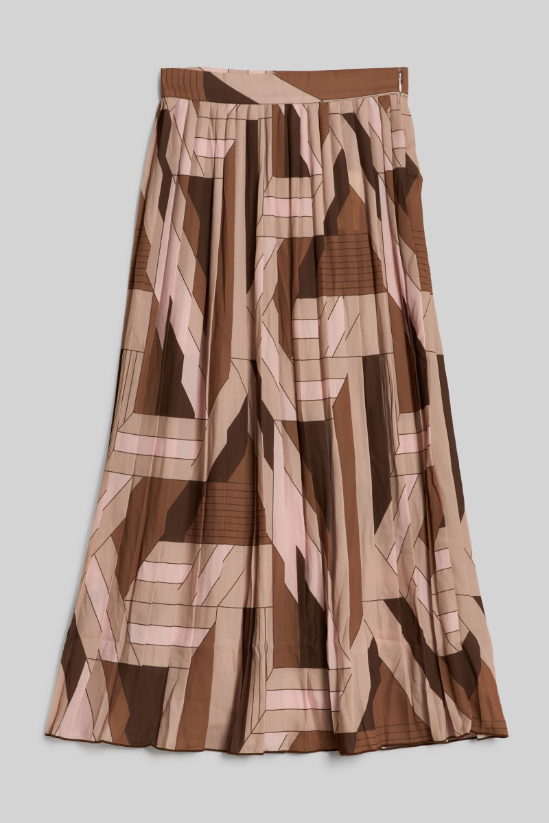 SUKNĚ GANT REG LETTERS PRINT PLEATED SKIRT ROASTED WALNUT