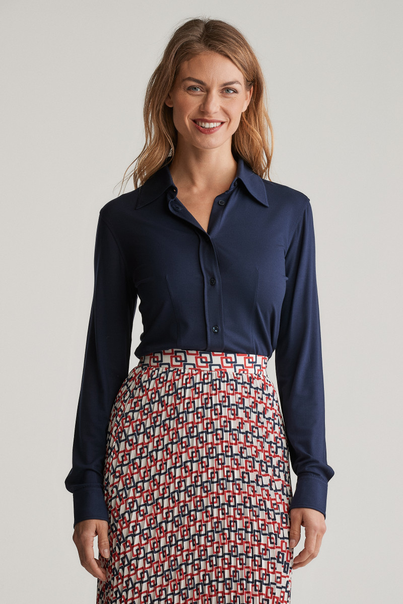 KOŠILE GANT SLIM JERSEY SHIRT EVENING BLUE