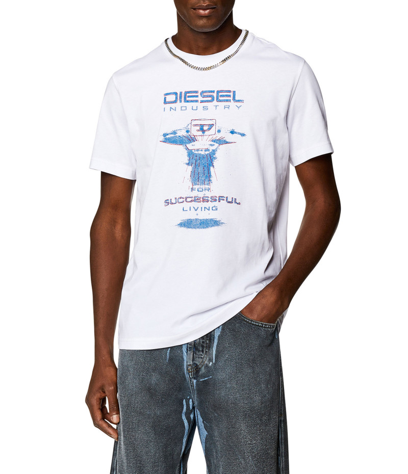 DIESEL ◆T-DIEGOR-K69 ロゴ 半袖 Tシャツ◆関税送料込み Men's graphic T-shirt with metallic logos | Black | Diesel