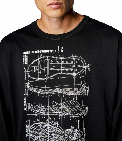 TRIČKO DIESEL T-BOXT-LS-N5 T-SHIRT - Fotografia č. 4