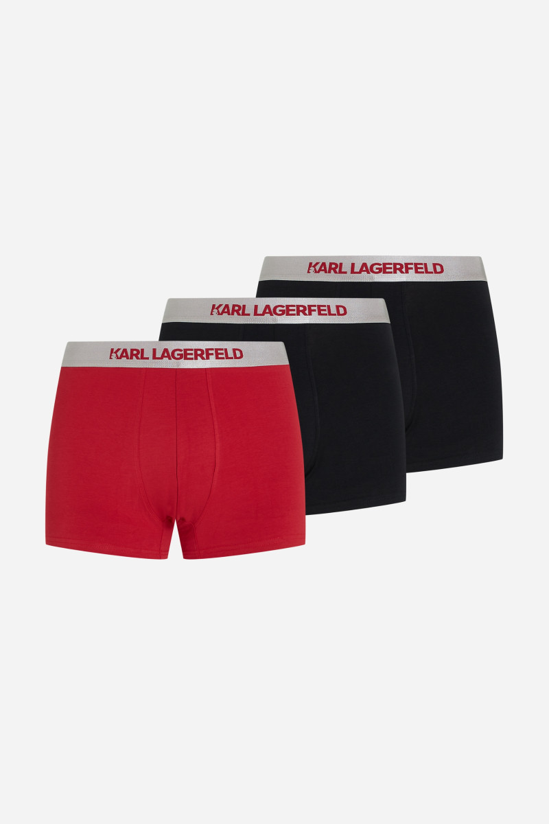 Set Di 3 Boxer Uomo KARL LAGERFELD – Logo Trunk, Colore Navy. Intimo Di Design. - 4