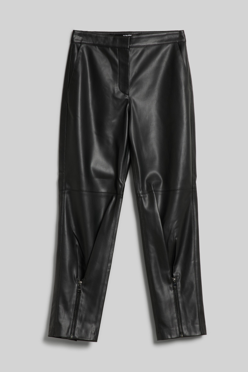 Kalhoty karl lagerfeld faux leather zip pants černá 44