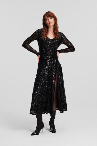 ŠATY KARL LAGERFELD SEQUIN MAXI EVENING DRESS - Fotografie č. 2