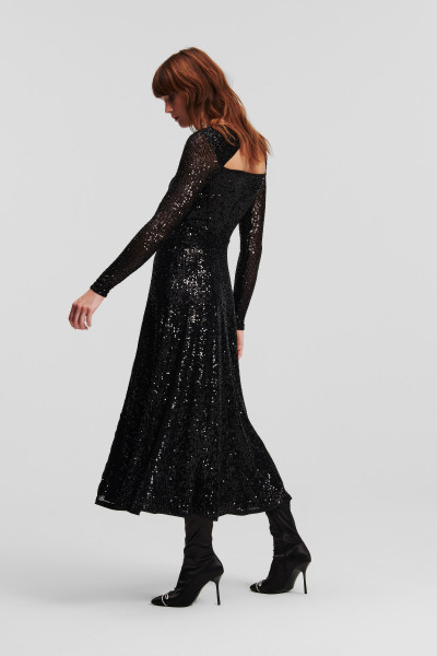 ŠATY KARL LAGERFELD SEQUIN MAXI EVENING DRESS - Fotografie č. 3