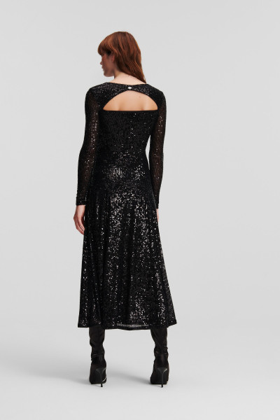 ŠATY KARL LAGERFELD SEQUIN MAXI EVENING DRESS - Fotografie č. 4