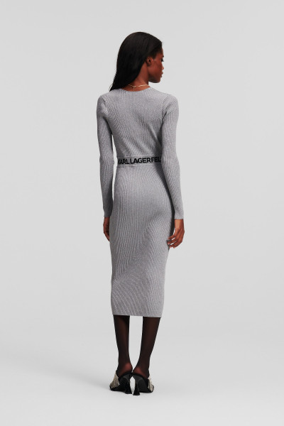 ŠATY KARL LAGERFELD LSLV LUREX LOGO KNIT DRESS - Fotografia č. 3