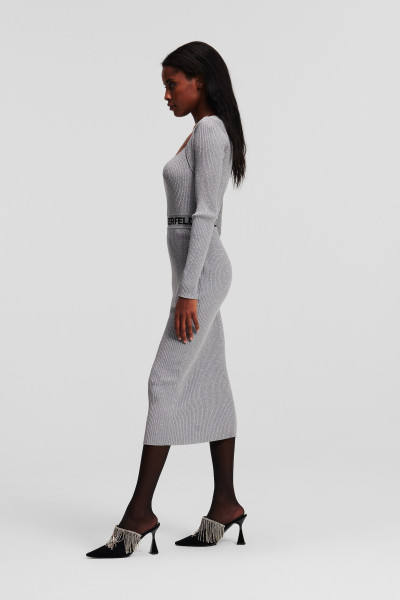 ŠATY KARL LAGERFELD LSLV LUREX LOGO KNIT DRESS - Fotografia č. 4
