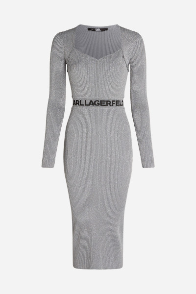 ŠATY KARL LAGERFELD LSLV LUREX LOGO KNIT DRESS - Fotografia č. 5