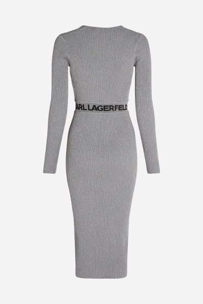 ŠATY KARL LAGERFELD LSLV LUREX LOGO KNIT DRESS - Fotografia č. 6