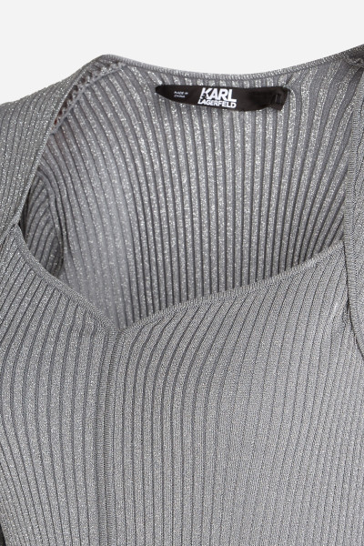 ŠATY KARL LAGERFELD LSLV LUREX LOGO KNIT DRESS - Fotografia č. 7