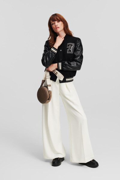 BUNDA KARL LAGERFELD WOOL & LEATHER VARSITY BOMBER - Fotografie č. 2