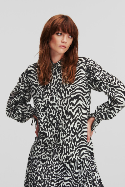 BLÚZKA KARL LAGERFELD ANIMAL PRINT SILK SHIRT - Fotografia č. 1