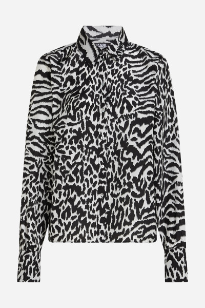 BLÚZKA KARL LAGERFELD ANIMAL PRINT SILK SHIRT - Fotografia č. 5