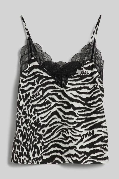 HALENKA KARL LAGERFELD FAN LACE SILK CAMISOLE - Fotografie č. 1