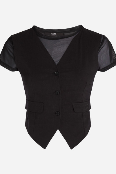 TOP KARL LAGERFELD FABRIC MIX T-SHIRT - Fotografia č. 5