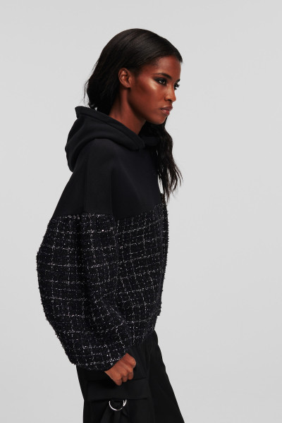 MELEGÍTŐ FELSŐ KARL LAGERFELD BOUCLE MIX HOODIE - Kép 3