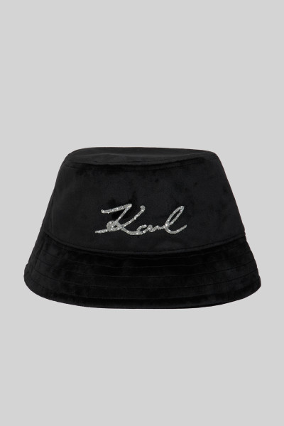 KLOBÚK KARL LAGERFELD K/SIGNATURE VELVET BUCKETHAT - Fotografia č. 1