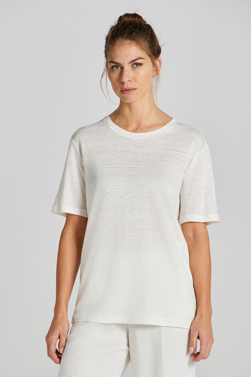 E-shop TRIČKO GANT LINEN SS T-SHIRT EGGSHELL