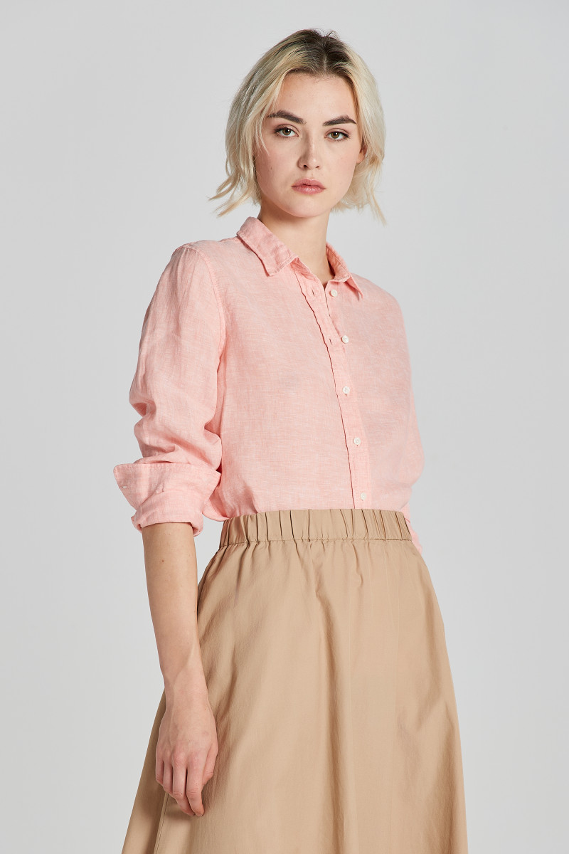 KOŠILE GANT REG LINEN CHAMBRAY SHIRT PEACHY PINK