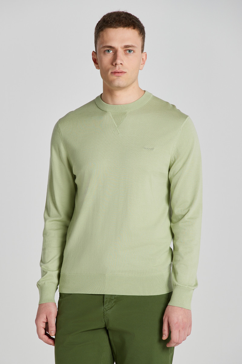 E-shop SVETR GANT FINE COTTON C-NECK MILKY MATCHA
