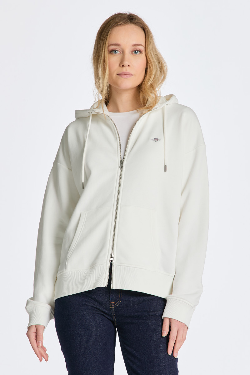 E-shop MIKINA GANT REL SHIELD ZIP HOODIE EGGSHELL