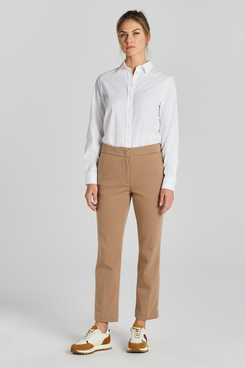 KALHOTY GANT JERSEY CIGARETTE PANT DARK KHAKI