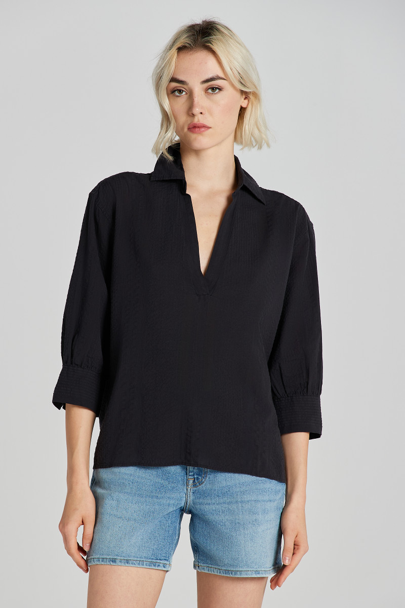 HALENKA GANT REL SEERSUCKER STRIPE POPOVER BLACK