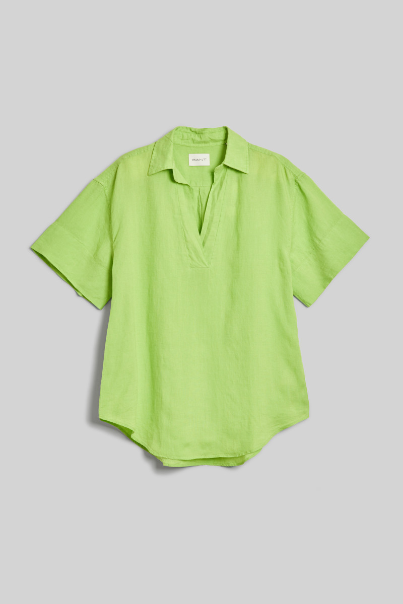 E-shop KOŠILE GANT REL LINEN POPOVER SS SHIRT MATCHA GREEN
