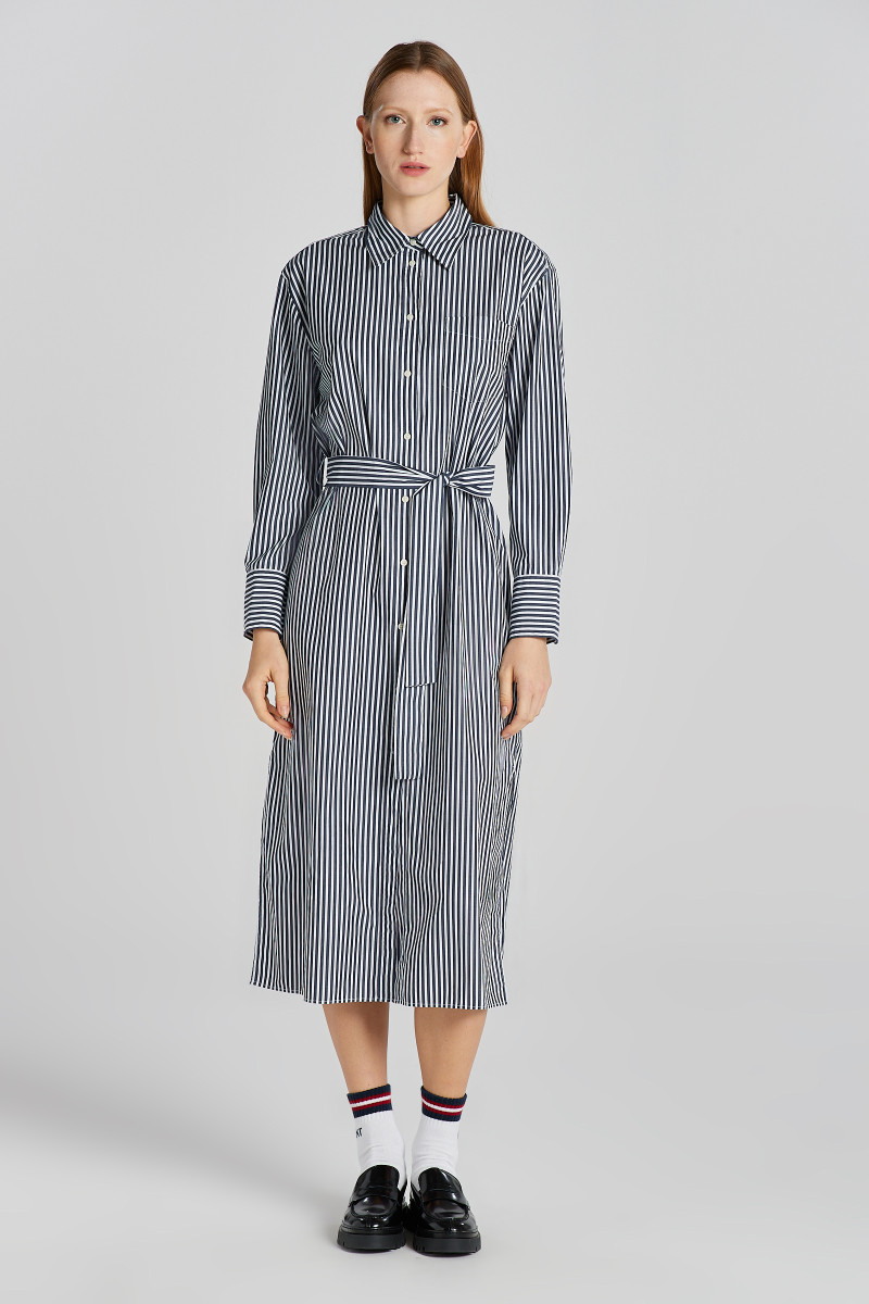 ŠATY GANT REL STRIPED POPLIN SHIRT DRESS CLASSIC BLUE