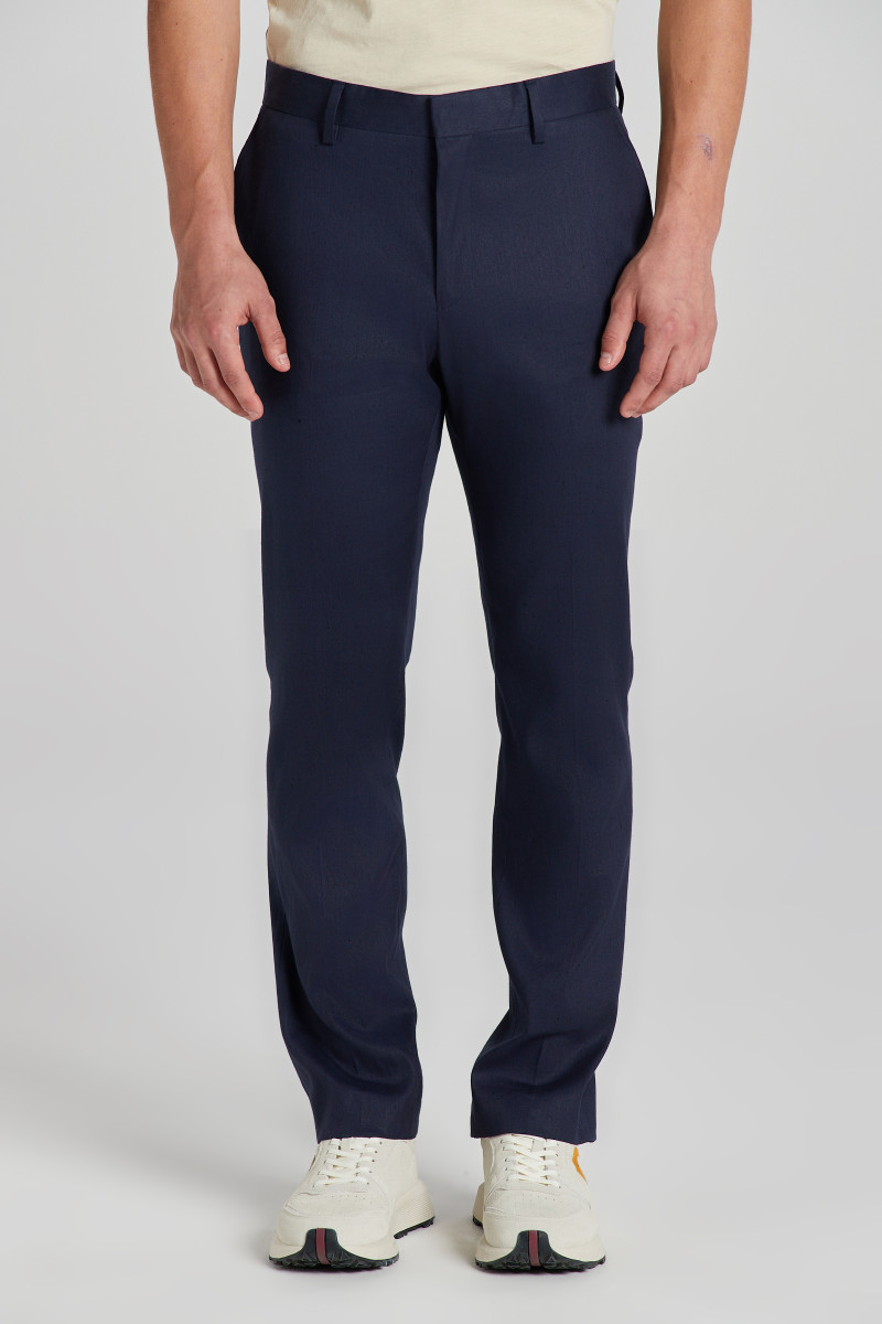 E-shop KALHOTY GANT SLIM COT/LINEN SUIT PANTS MARINE