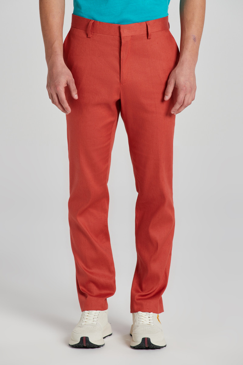 E-shop KALHOTY GANT SLIM COT/LINEN SUIT PANTS IRON RED