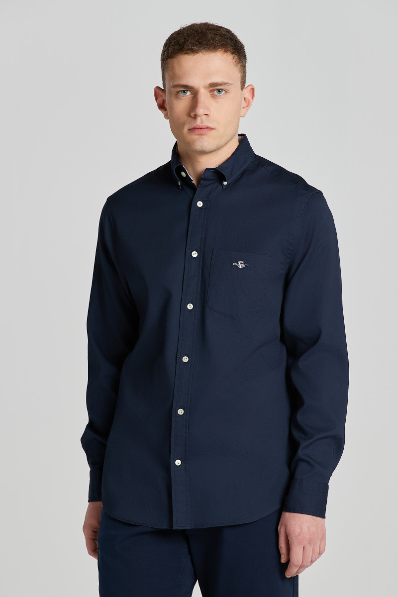 E-shop KOŠILE GANT REG HONEYCOMB TEXTURE SHIRT EVENING BLUE