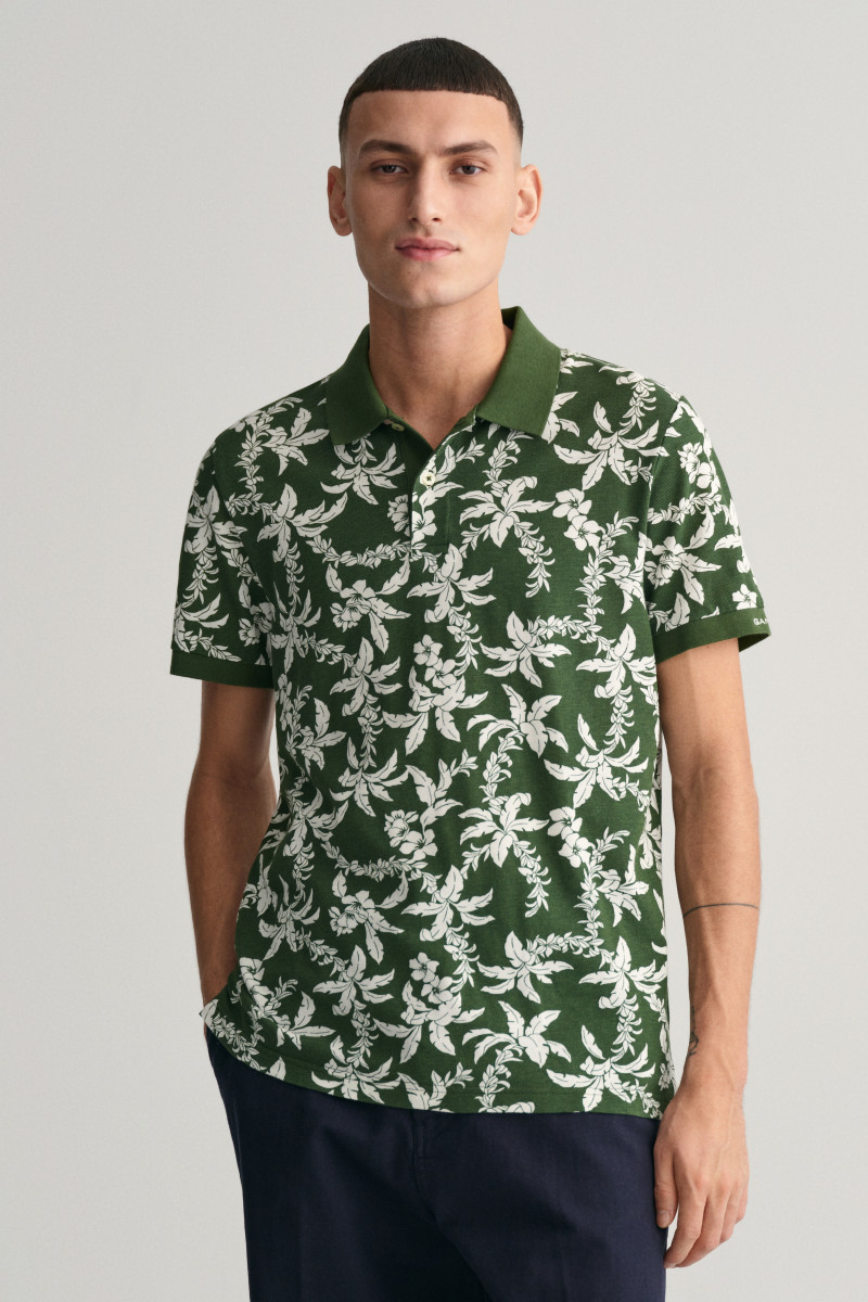 E-shop POLOKOŠILE GANT PALM LEI PRINT SS POLO PINE GREEN