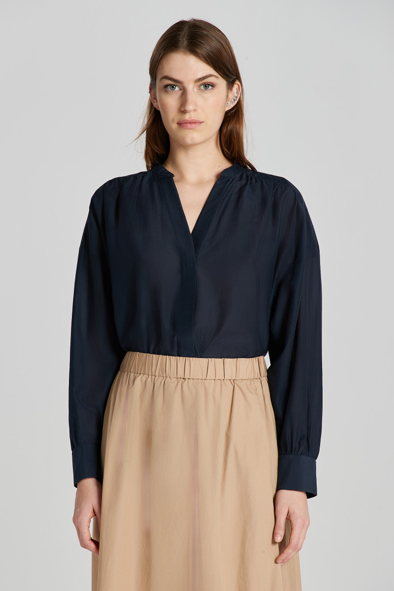 HALENKA GANT REL COT SILK BLOUSE EVENING BLUE