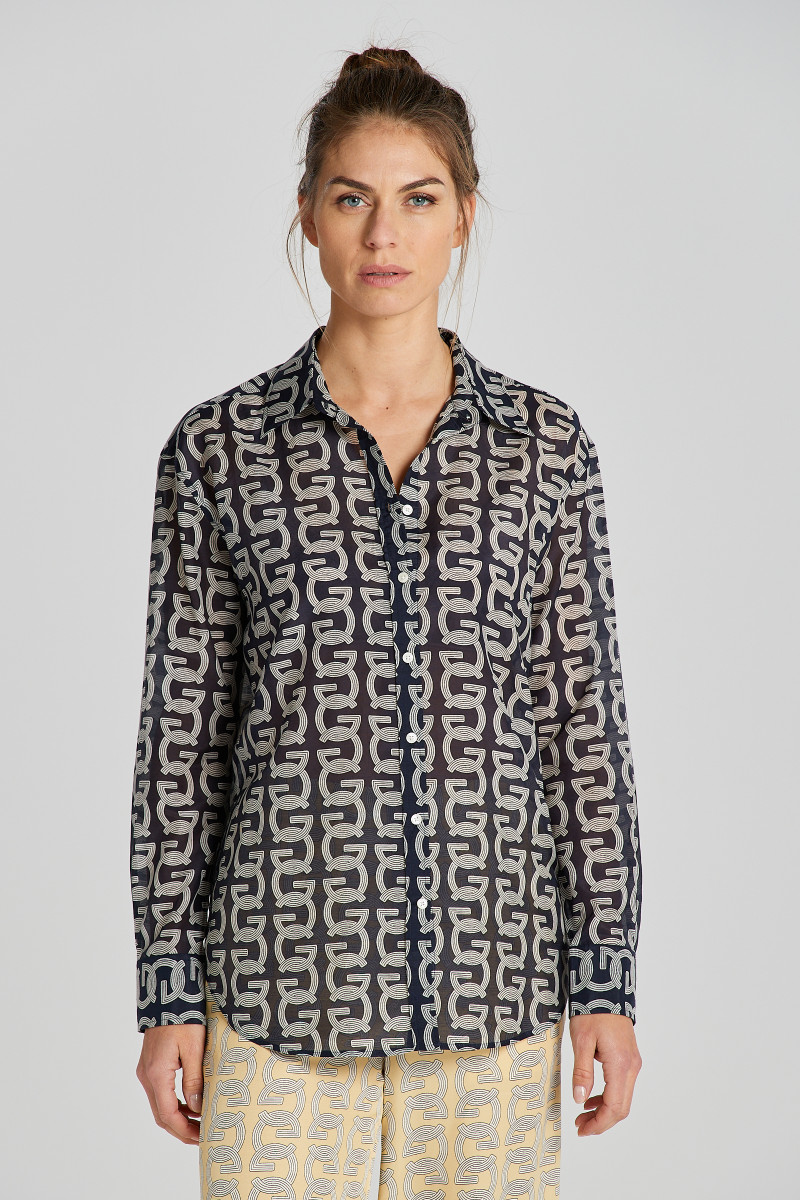 KOŠILE GANT REL G PATTERN COT SILK SHIRT EVENING BLUE