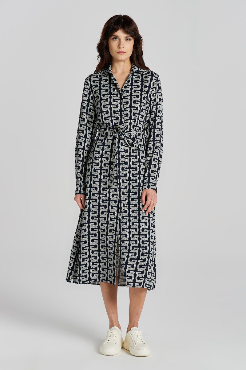 ŠATY GANT SLIM G PATTERN SHIRT DRESS EVENING BLUE