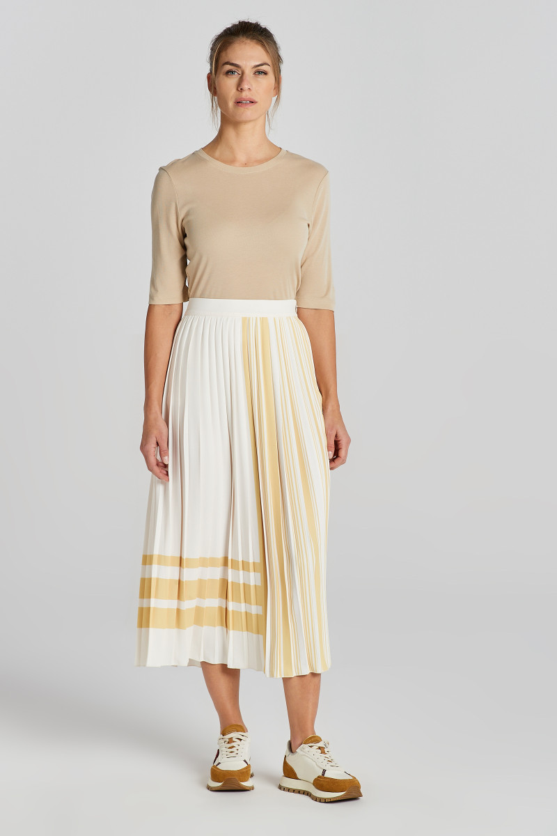 SUKNĚ GANT REG STRIPED PLEATED SKIRT CREAM