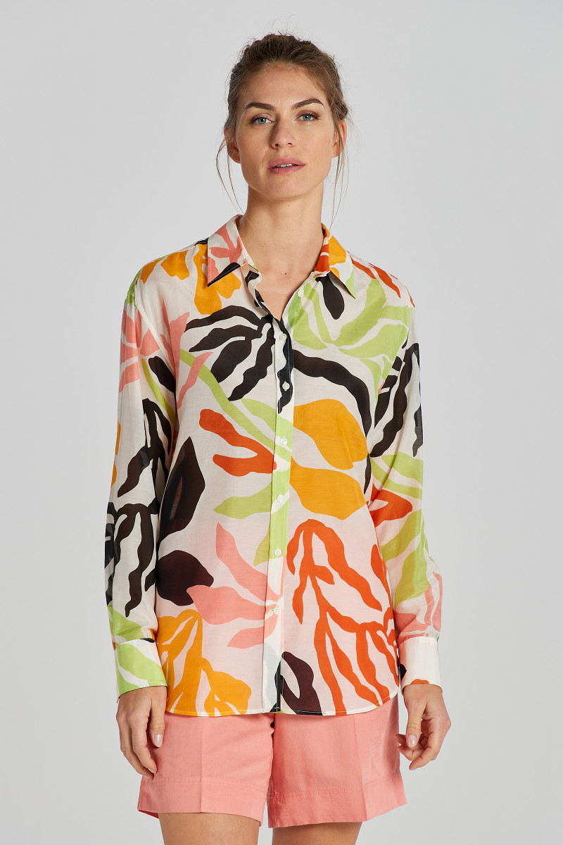 E-shop KOŠILE GANT REL PALM PRINT COT SILK SHIRT MEDAL YELLOW